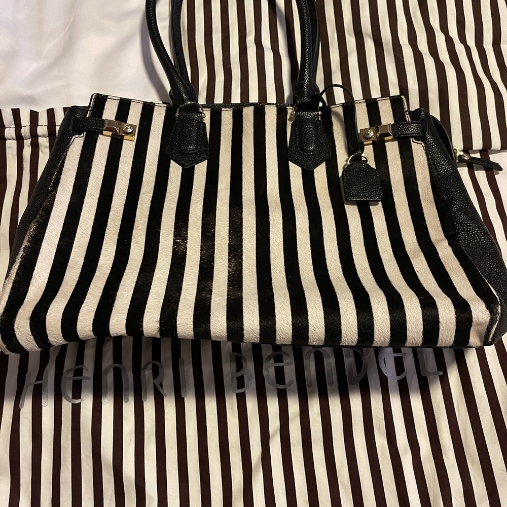 Rare calf hair Henri Bendel striped purse